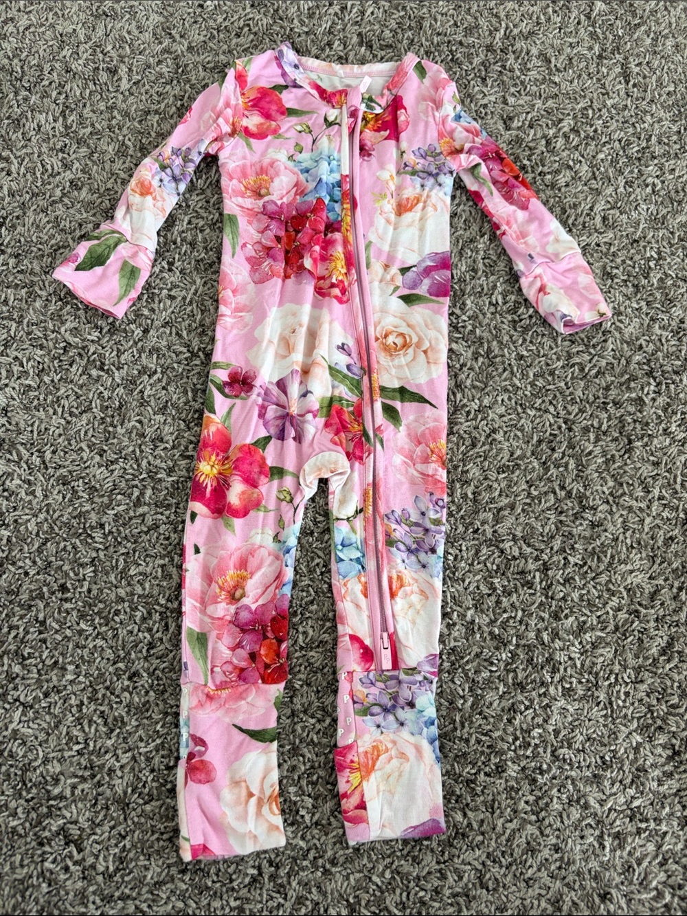 Posh Peanut Pink Floral Zip-Front Footie